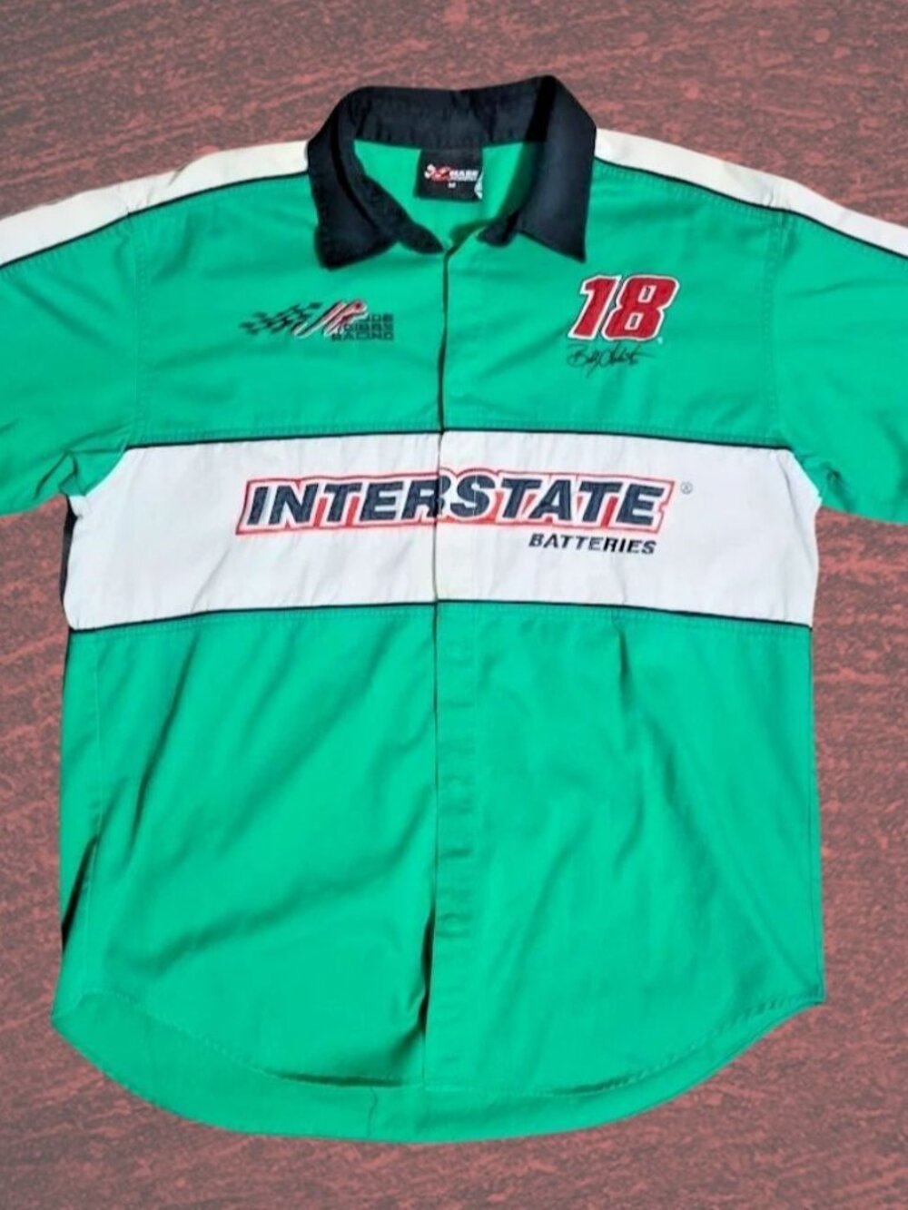 Vintage Bobby Labonte #18 Interstate Batteries Embroidered Snap Shirt Chase M